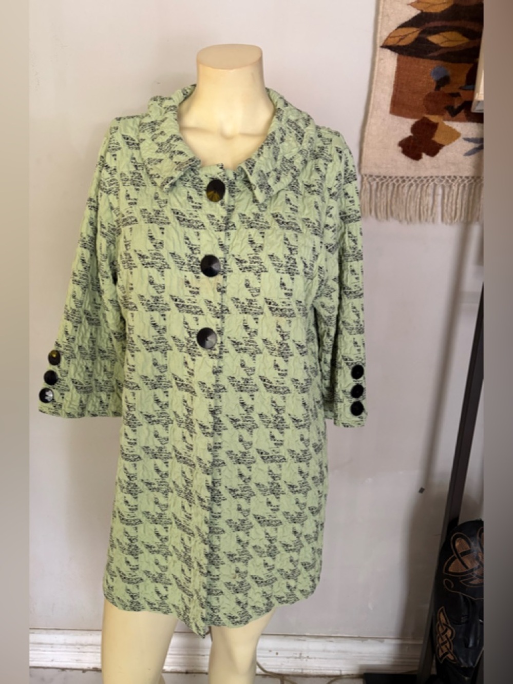 Andria Lieu Print Three Button Blazer Jacket with Black Buttons Size Medium